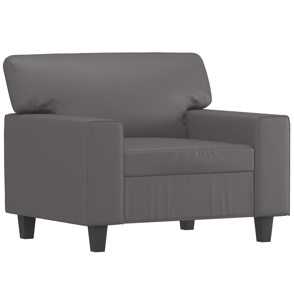 Fauteuil met voetenbank 60 cm kunstleer grijs