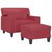 Fauteuil met voetenbank 60 cm kunstleer wijnrood