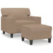 Fauteuil met voetenbank 60 cm kunstleer cappuccinokleurig