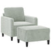 Fauteuil met voetenbank 60 cm fluweel lichtgrijs