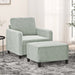 Fauteuil met voetenbank 60 cm fluweel lichtgrijs