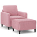 Fauteuil met voetenbank 60 cm fluweel roze