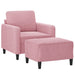 Fauteuil met voetenbank 60 cm fluweel roze