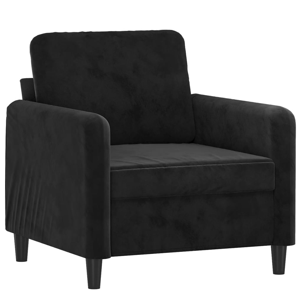 Fauteuil met voetenbank 60 cm fluweel zwart