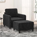 Fauteuil met voetenbank 60 cm fluweel zwart