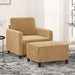 Fauteuil met voetenbank 60 cm fluweel bruin