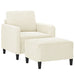 Fauteuil met voetenbank 60 cm fluweel crèmekleurig