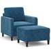 Fauteuil met voetenbank 60 cm fluweel blauw