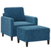 Fauteuil met voetenbank 60 cm fluweel blauw