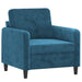 Fauteuil met voetenbank 60 cm fluweel blauw
