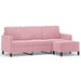 Driezitsbank met voetenbank 180 cm fluweel roze