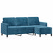 Driezitsbank Met Voetenbank 180 Cm Fluweel Blauw