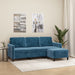 Driezitsbank Met Voetenbank 180 Cm Fluweel Blauw