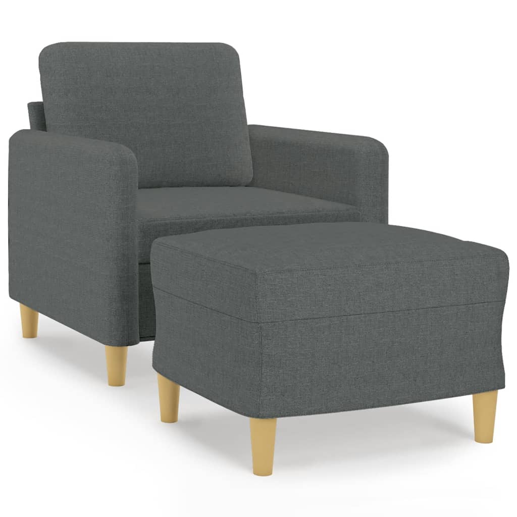 Fauteuil met voetenbank 60 cm stof donkergrijs