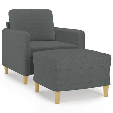 Fauteuil met voetenbank 60 cm stof donkergrijs