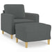 Fauteuil met voetenbank 60 cm stof donkergrijs