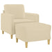 Fauteuil met voetenbank 60 cm stof crèmekleurig
