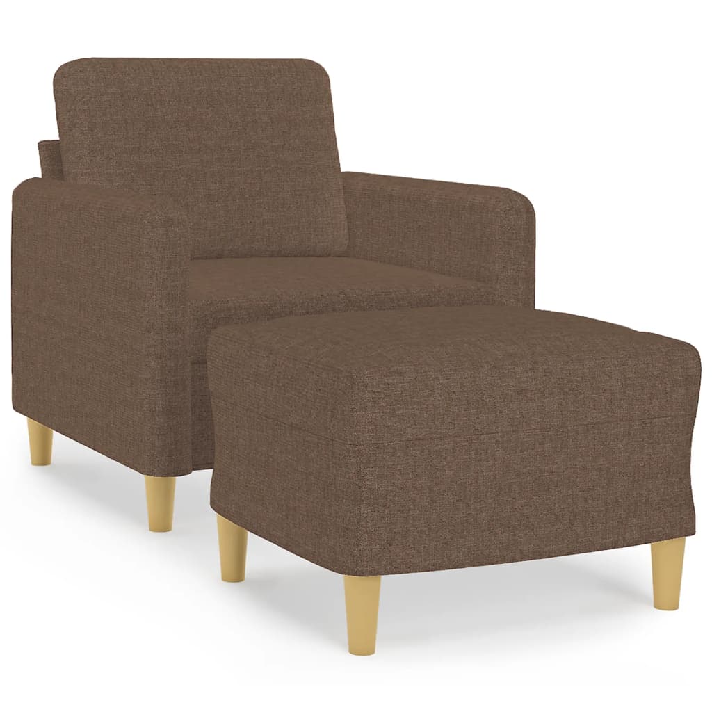 Fauteuil met voetenbank 60 cm stof bruin