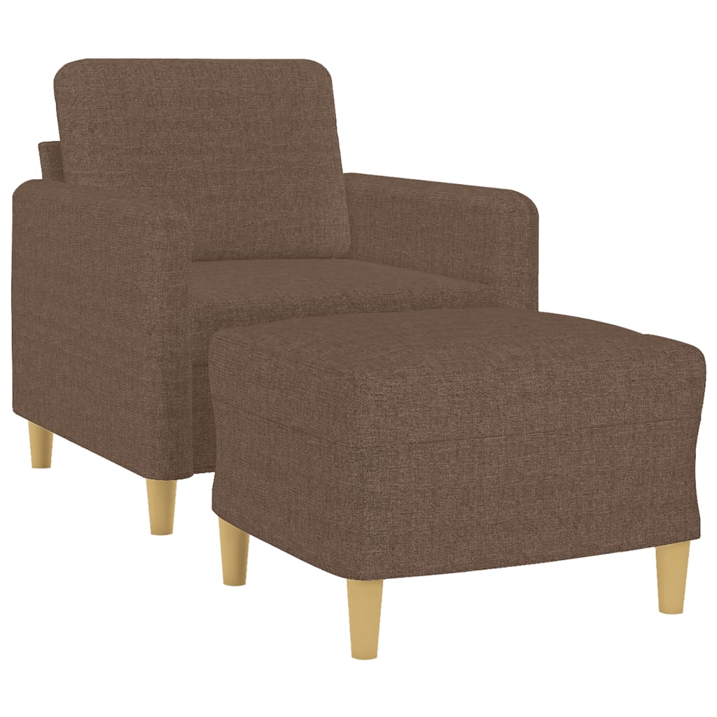 Fauteuil met voetenbank 60 cm stof bruin