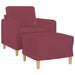 Fauteuil met voetenbank 60 cm stof wijnrood