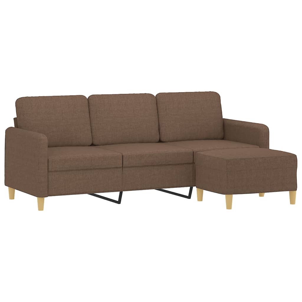 Driezitsbank met voetenbank 180 cm stof bruin