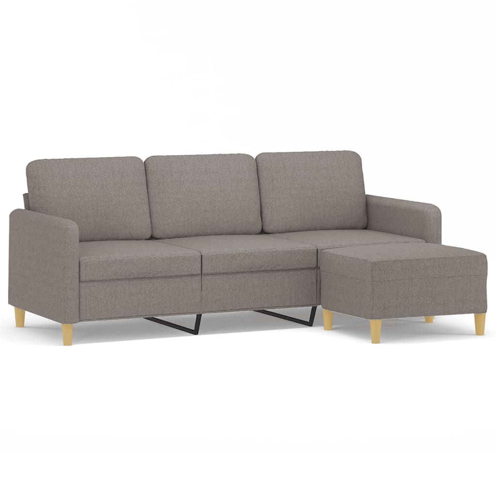 Driezitsbank met voetenbank 180 cm stof taupe