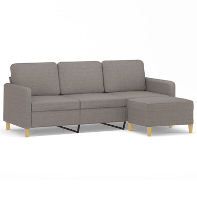 Driezitsbank met voetenbank 180 cm stof taupe