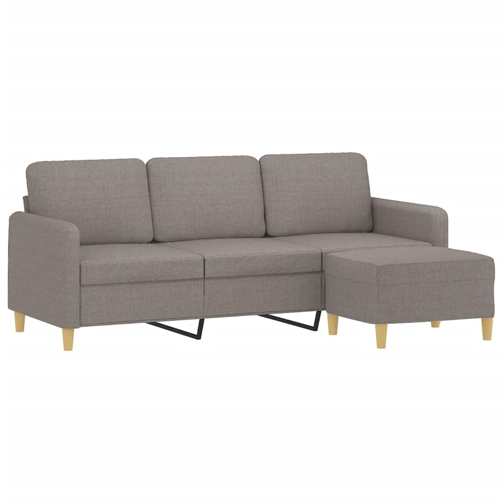 Driezitsbank met voetenbank 180 cm stof taupe