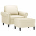 Fauteuil met voetenbank 60 cm kunstleer crèmekleurig
