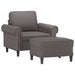 Fauteuil met voetenbank 60 cm kunstleer grijs
