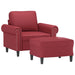 Fauteuil met voetenbank 60 cm kunstleer wijnrood