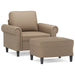 Fauteuil met voetenbank 60 cm kunstleer cappuccinokleurig