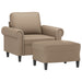 Fauteuil met voetenbank 60 cm kunstleer cappuccinokleurig