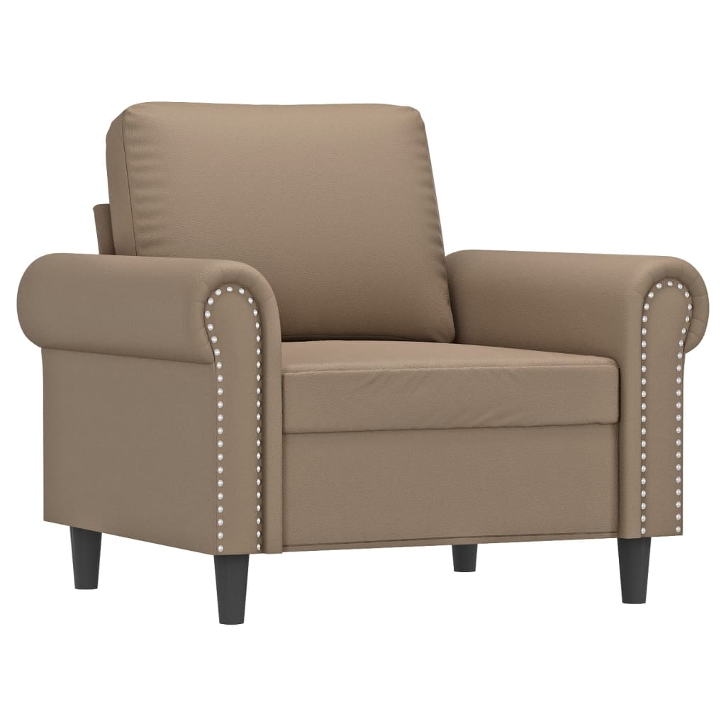 Fauteuil met voetenbank 60 cm kunstleer cappuccinokleurig