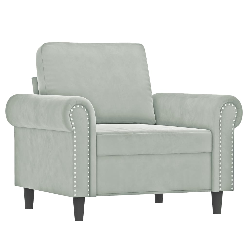 Fauteuil Met Voetenbank 60 Cm Fluweel Lichtgrijs