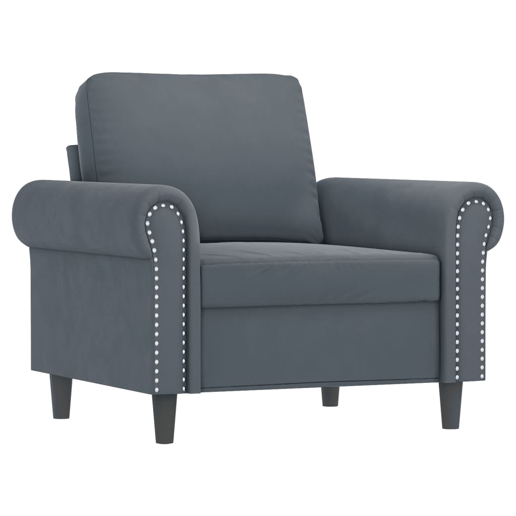 Fauteuil met voetenbank 60 cm fluweel donkergrijs