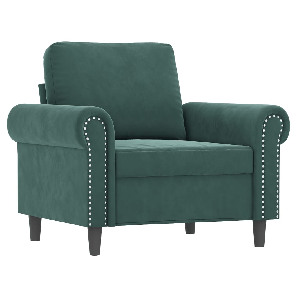 Fauteuil Met Voetenbank 60 Cm Fluweel Donkergroen