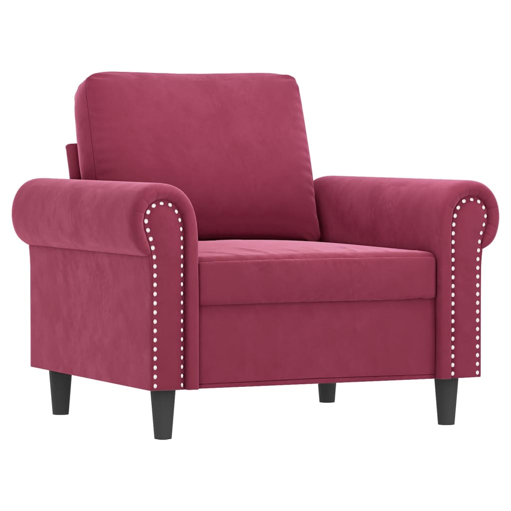 Fauteuil Met Voetenbank 60 Cm Fluweel Wijnrood
