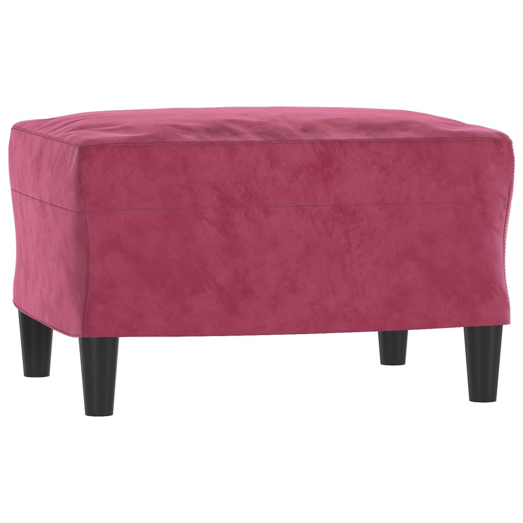 Fauteuil Met Voetenbank 60 Cm Fluweel Wijnrood
