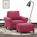 Fauteuil Met Voetenbank 60 Cm Fluweel Wijnrood