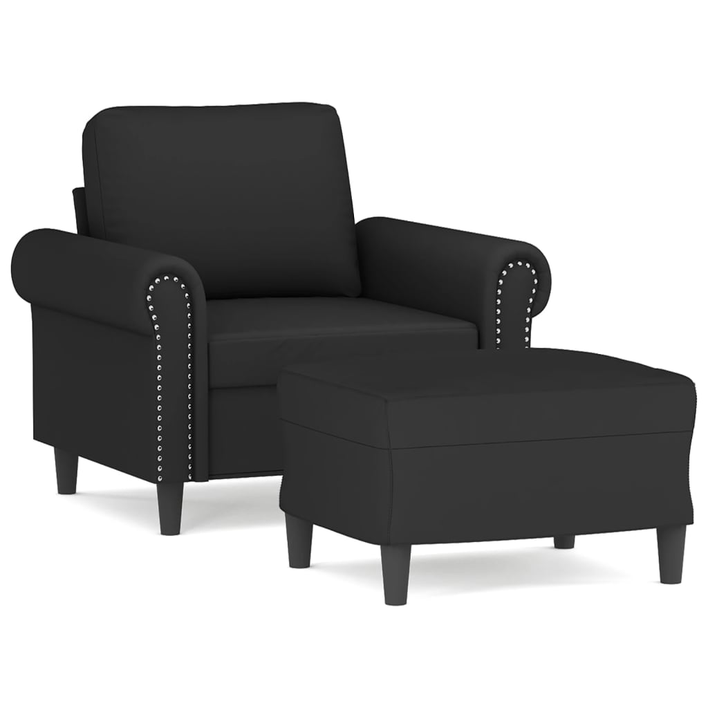 Fauteuil met voetenbank 60 cm fluweel zwart