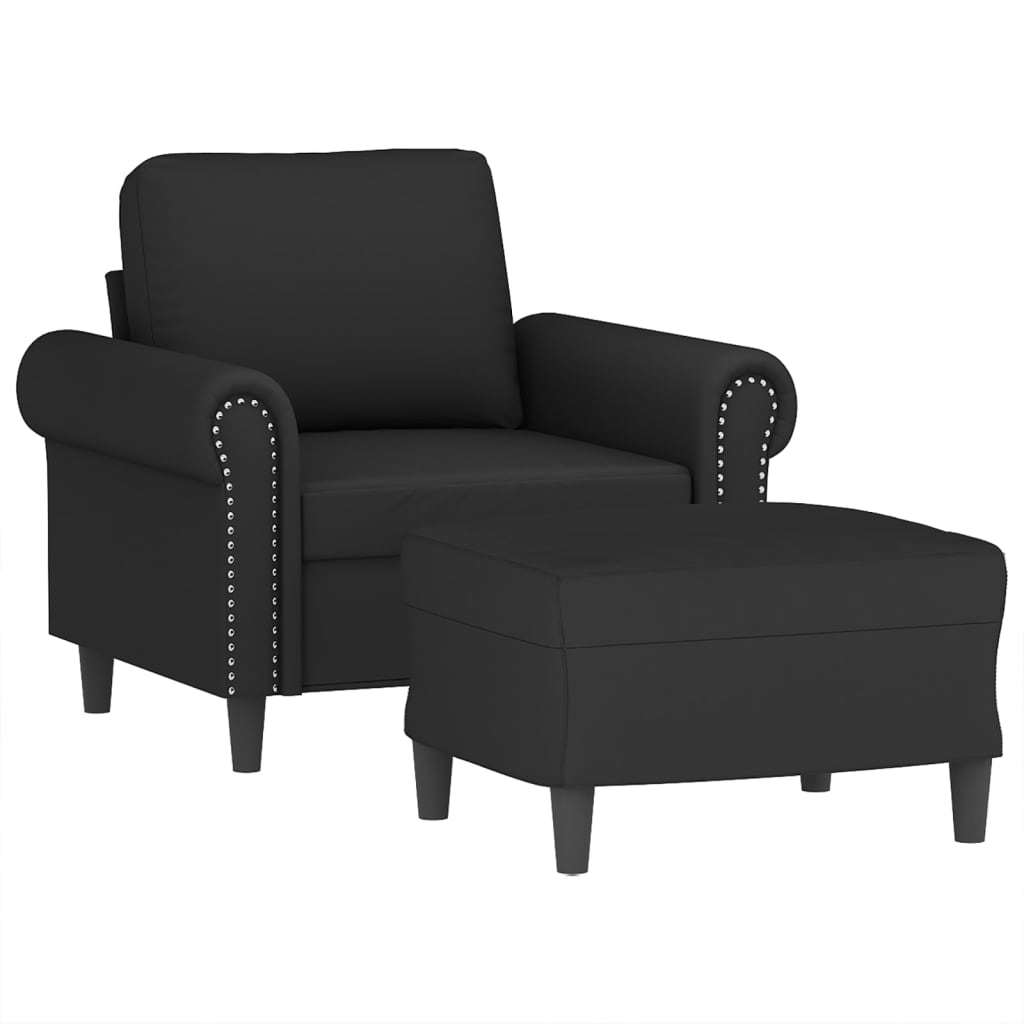 Fauteuil met voetenbank 60 cm fluweel zwart