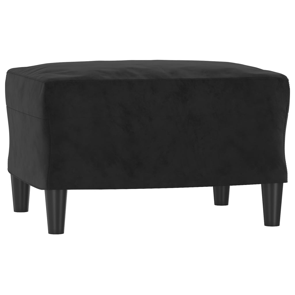 Fauteuil met voetenbank 60 cm fluweel zwart