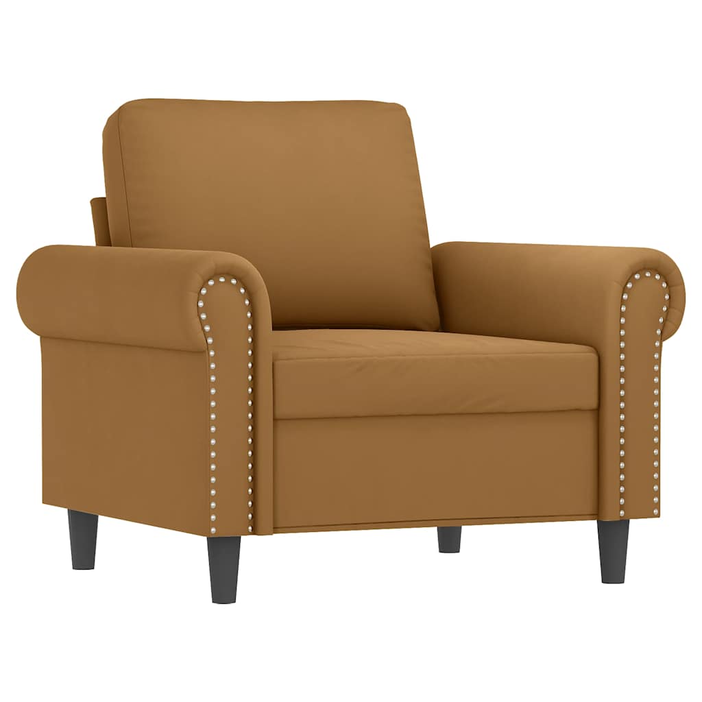 Fauteuil met voetenbank 60 cm fluweel bruin