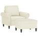 Fauteuil met voetenbank 60 cm fluweel crèmekleurig