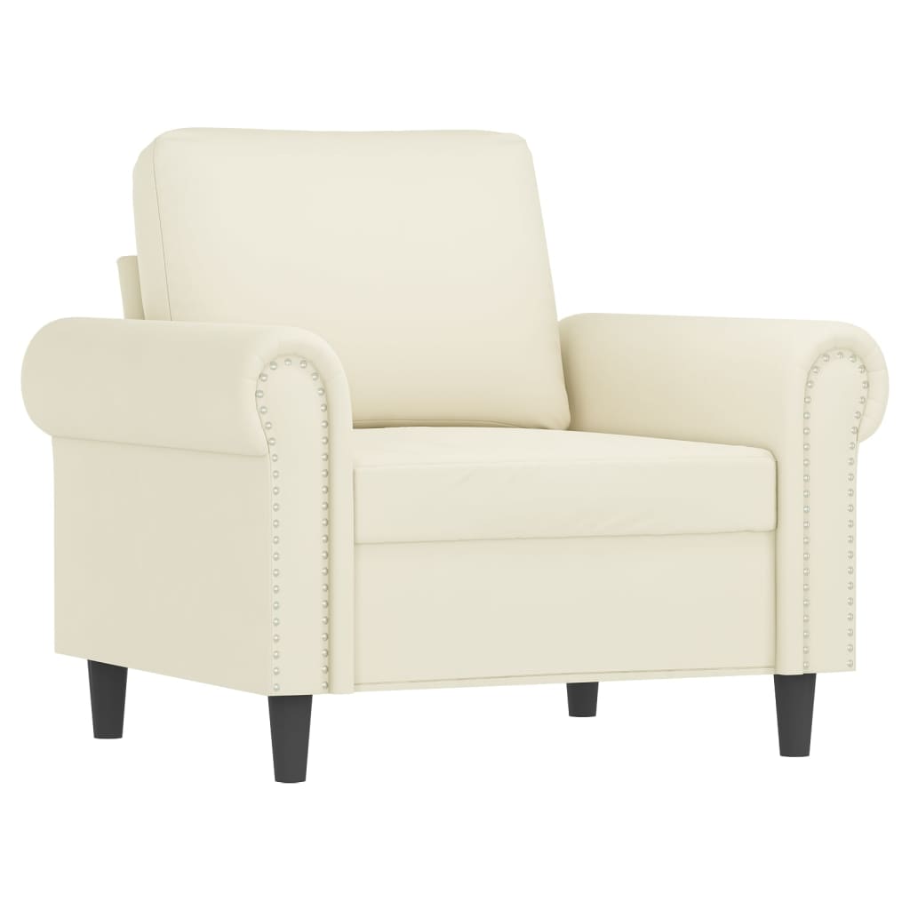 Fauteuil met voetenbank 60 cm fluweel crèmekleurig