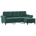 Driezitsbank met voetenbank 180 cm fluweel donkergroen
