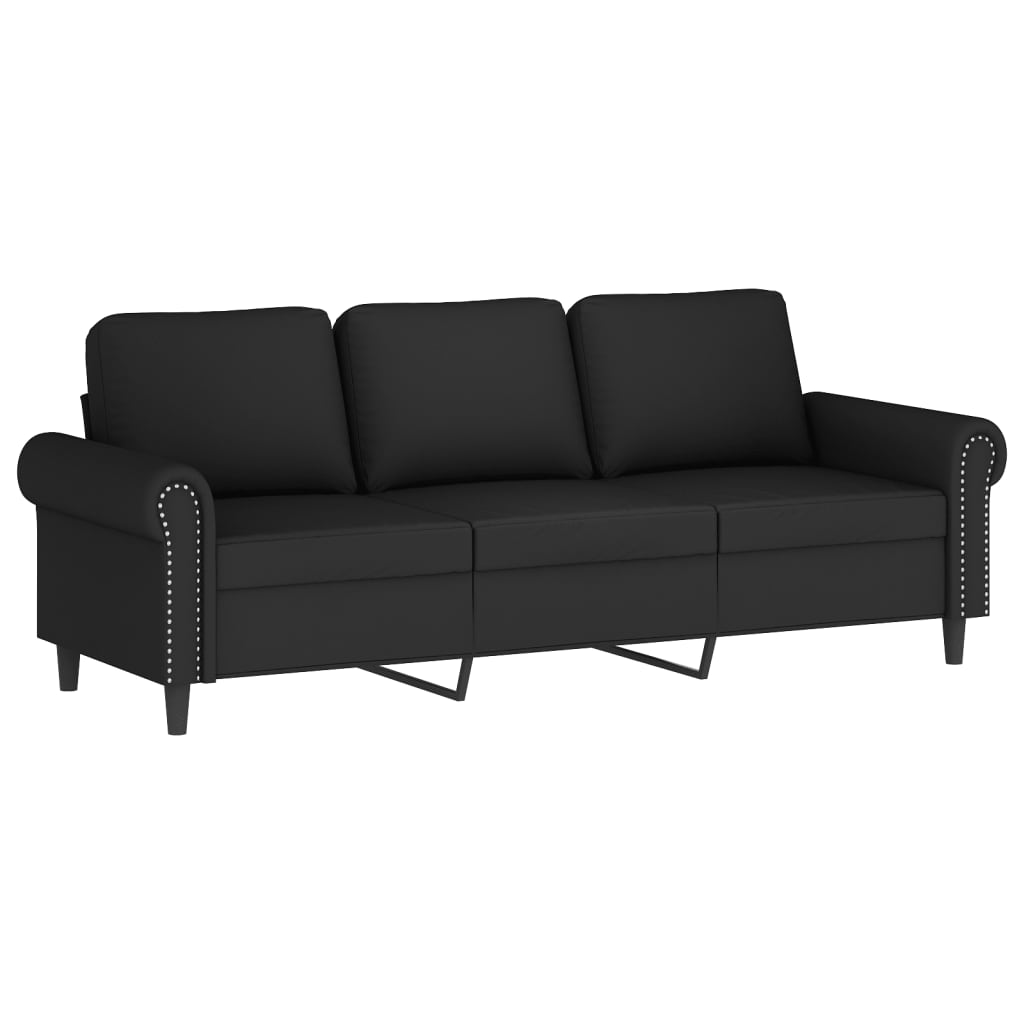 Driezitsbank met voetenbank 180 cm fluweel zwart