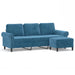 Driezitsbank met voetenbank 180 cm fluweel blauw