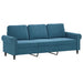 Driezitsbank met voetenbank 180 cm fluweel blauw